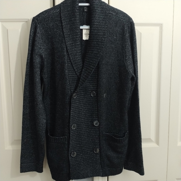 Express Double Breasted Grey Knit Sweater M Tall - Picture 3 of 13